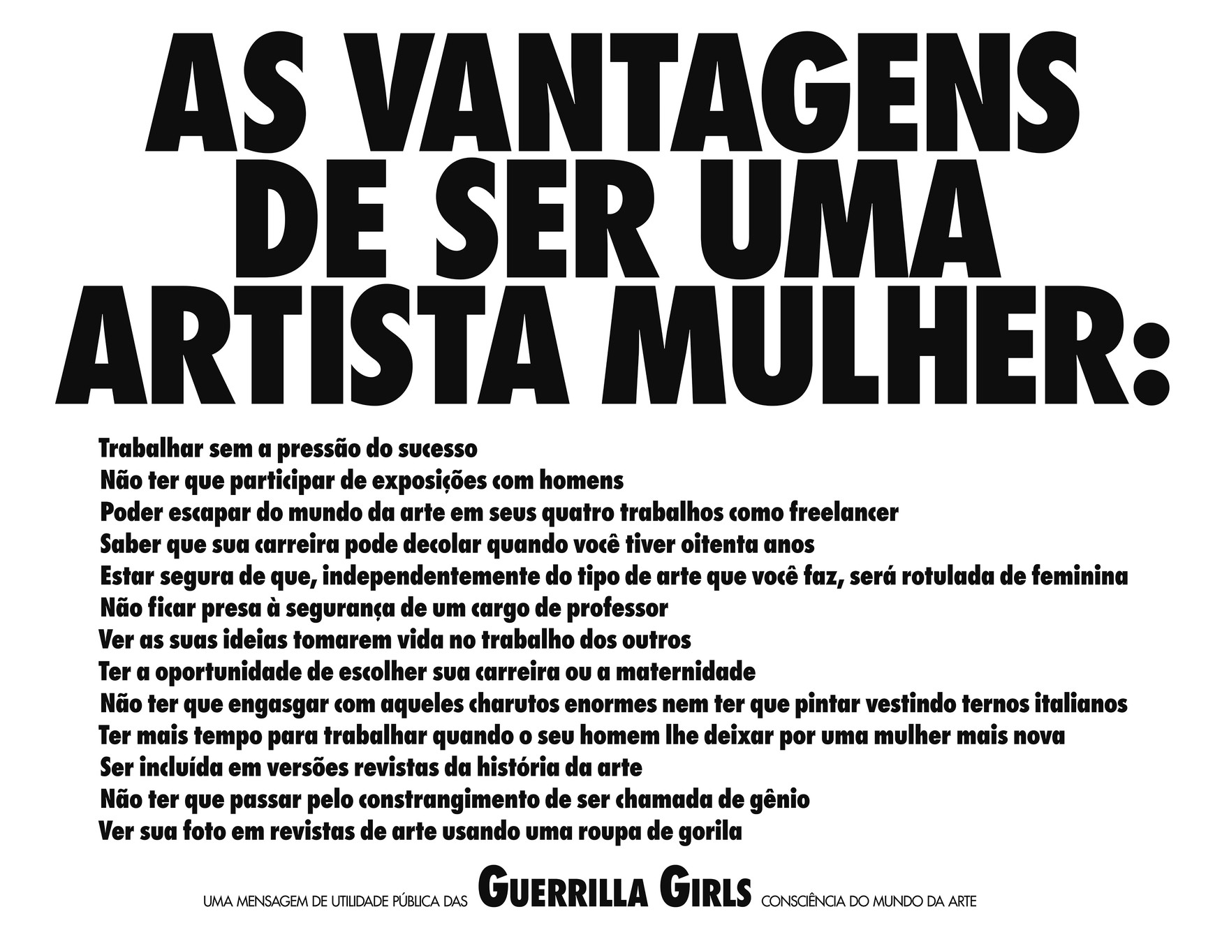 As Guerrilla Girls chegaram! Exposição no Masp faz retrospectiva do  coletivo feminista - Editorial - SP-Arte